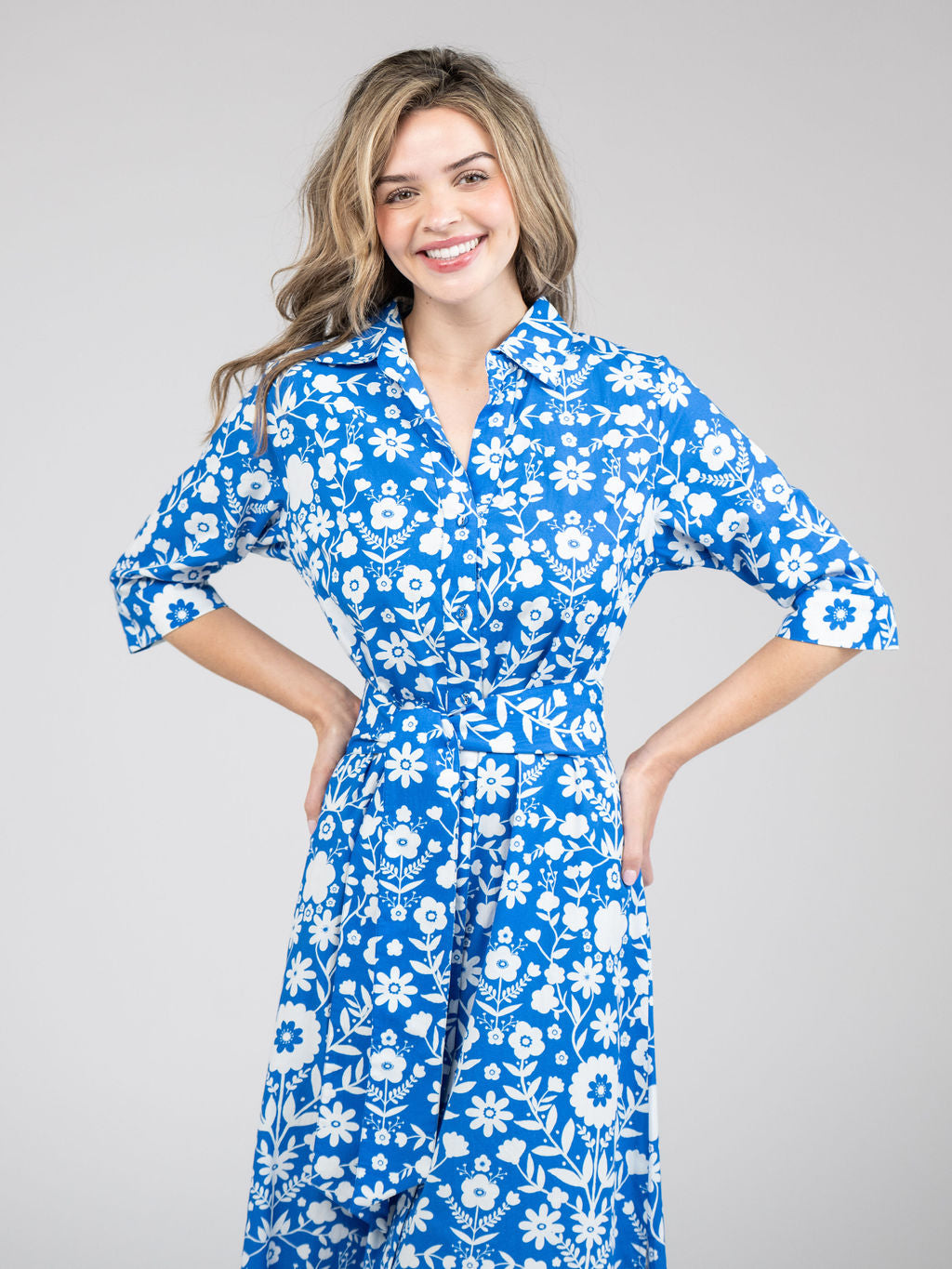 The Eloise Dress | Cobalt Folk Flower