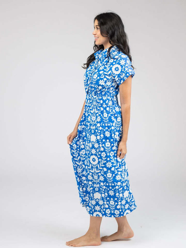 The Lisa Dress | Cobalt Folk Flower