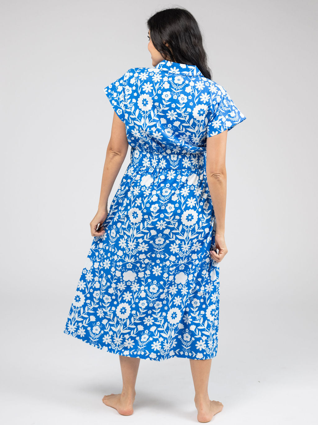The Lisa Dress | Cobalt Folk Flower