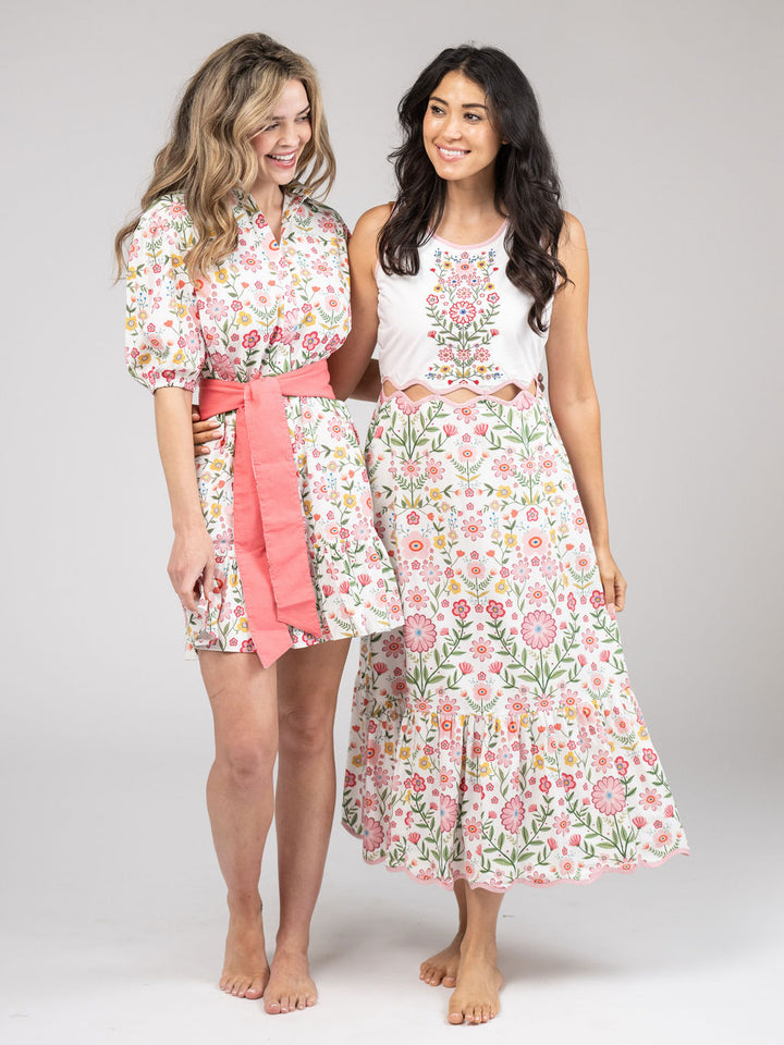 The Monica Dress | Pink Folk Flower