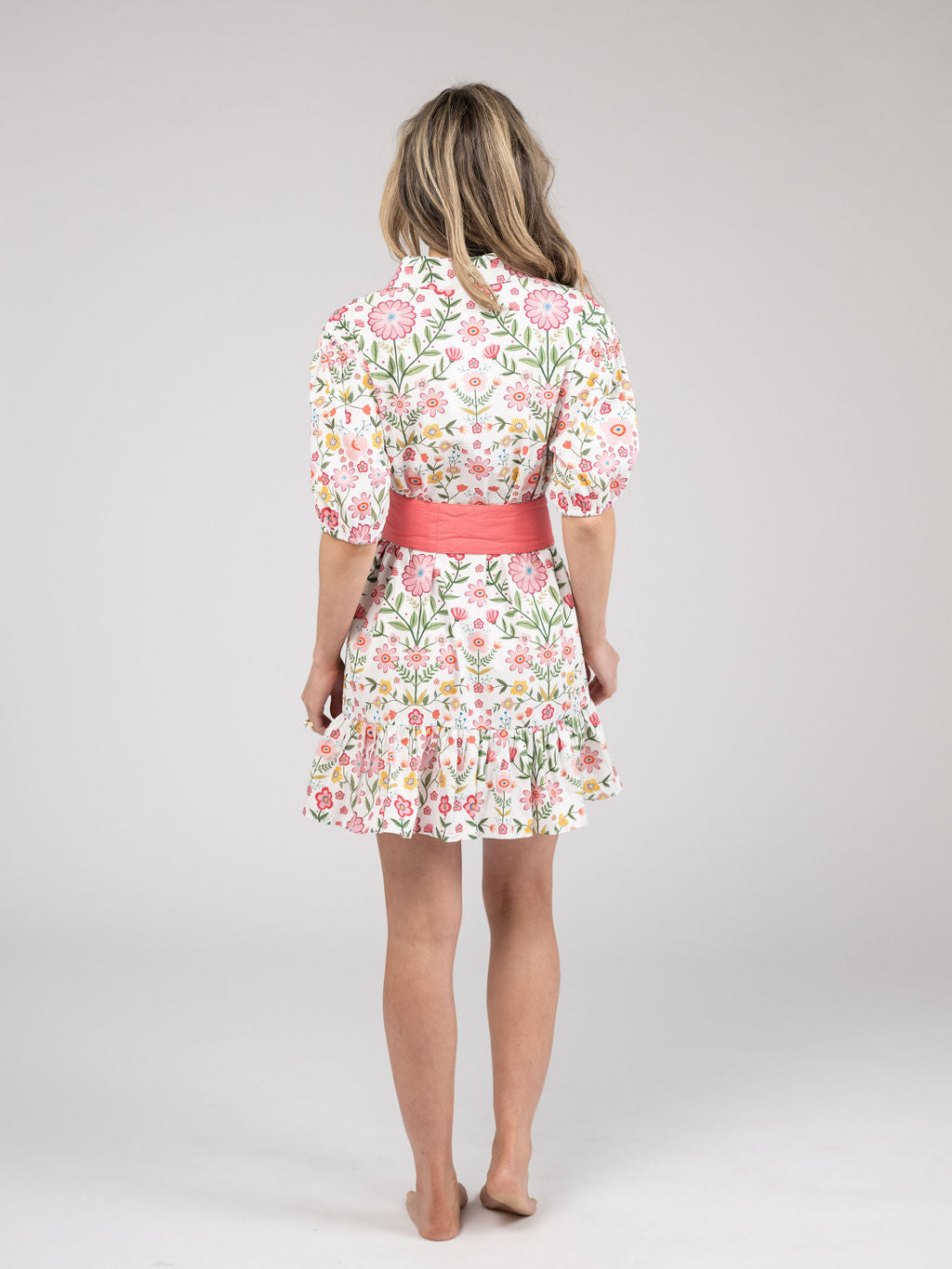The Monica Dress | Pink Folk Flower