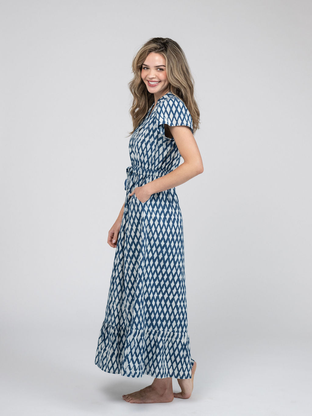 The Flutter Midi Dress | Blue India Resist