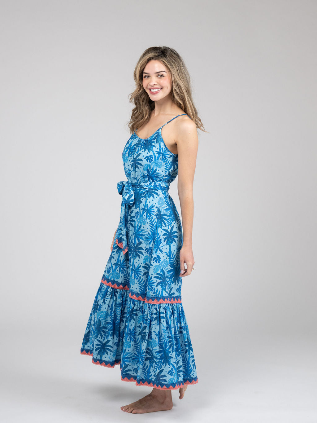 The Sunny Dress | Blue Palm Leaf