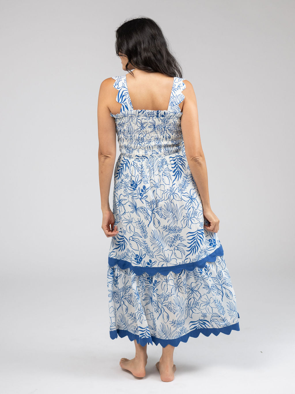 The Joey Dress | Blue Flora Sketch
