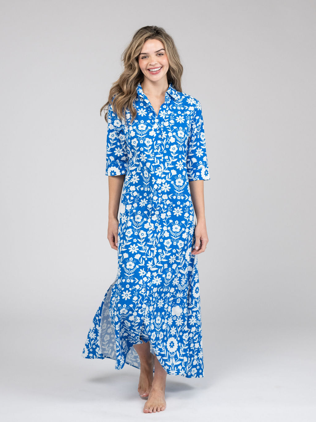 The Eloise Dress | Cobalt Folk Flower