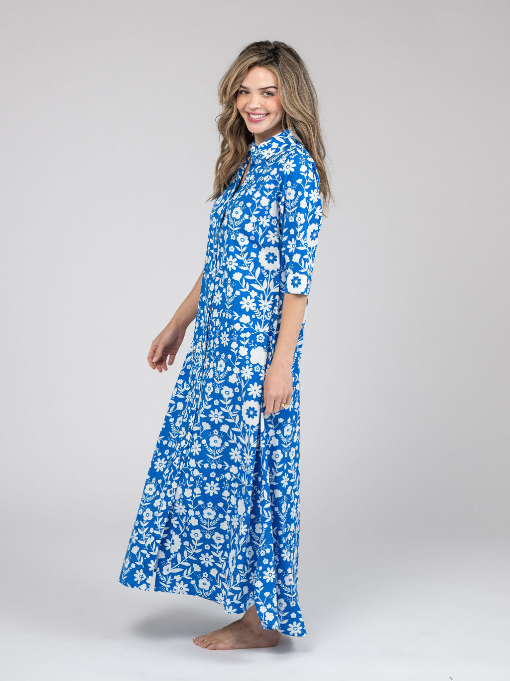The Eloise Dress | Cobalt Folk Flower