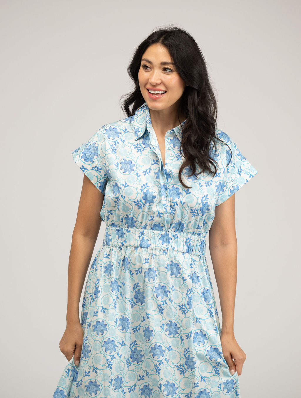 The Lisa Maxi Dress | White Garden Swirl