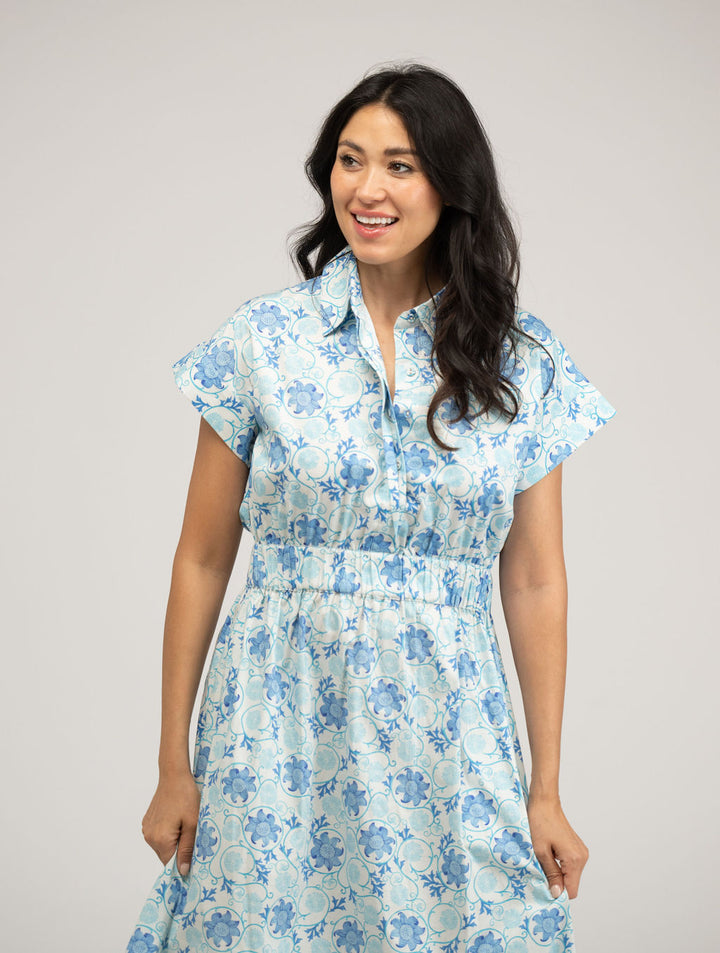 The Lisa Maxi Dress | White Garden Swirl