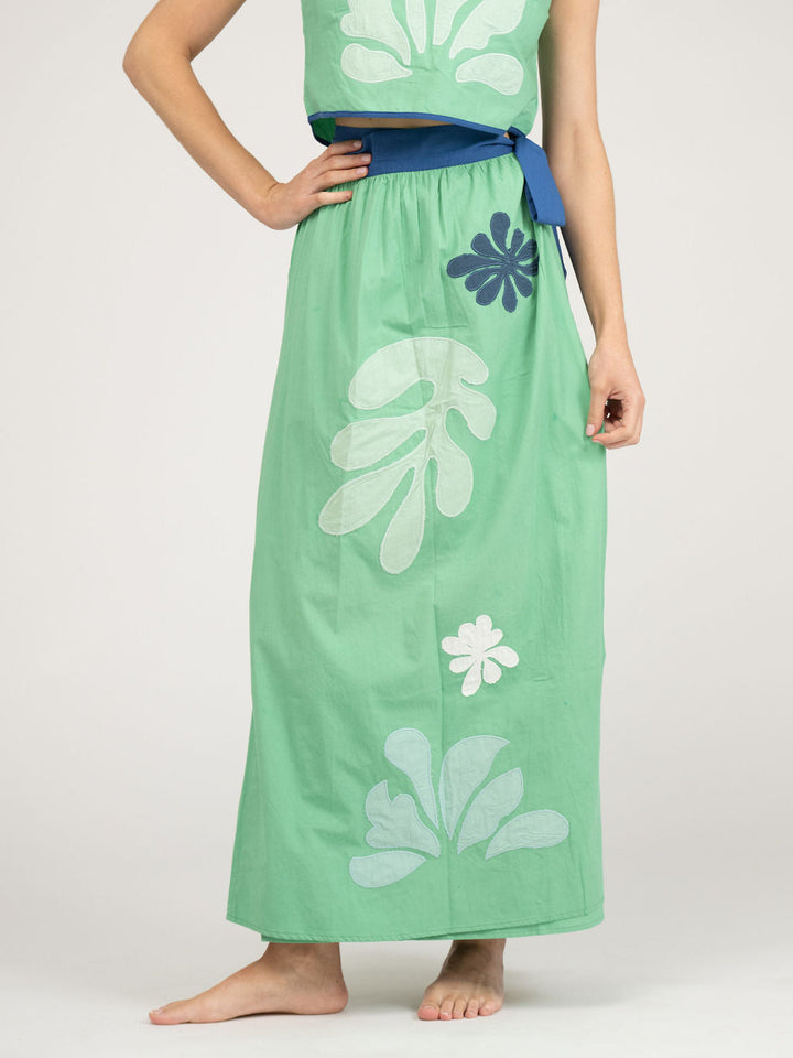 The Sullivan Skirt | Green Aqua Appliqué
