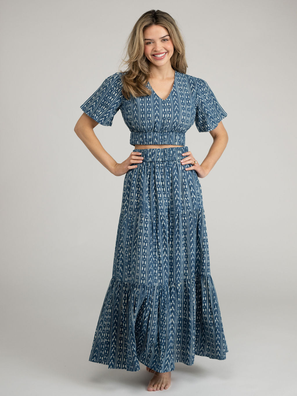 The Abby Skirt | Navy Stripe India Resist