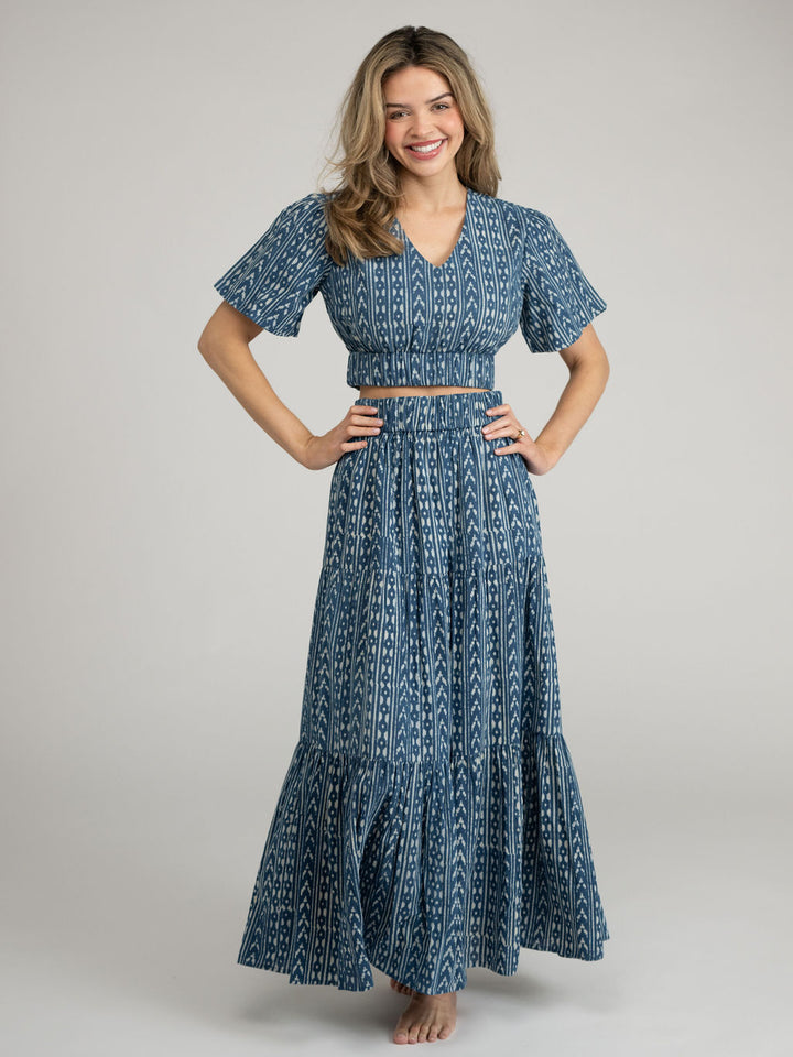 The Abby Skirt | Navy Stripe India Resist