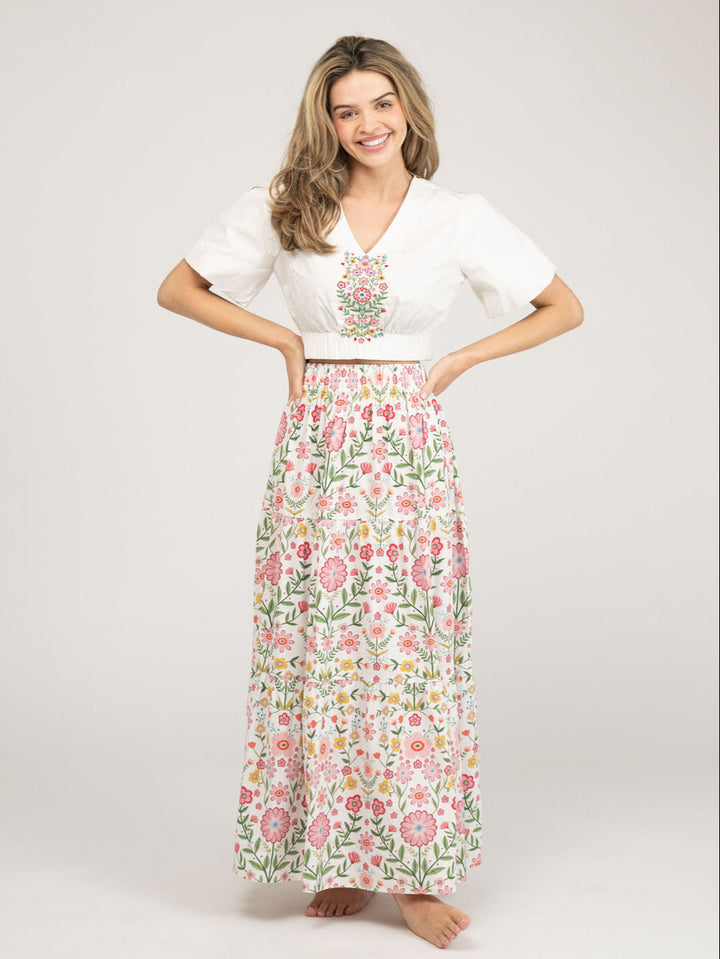 The Abby Skirt | Pink Folk Flower
