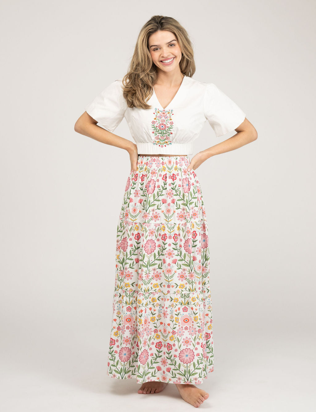 The Abby Top | Pink Folk Flower