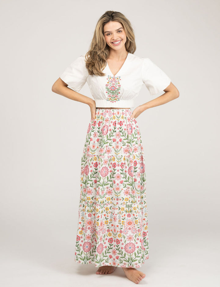 The Abby Top | Pink Folk Flower