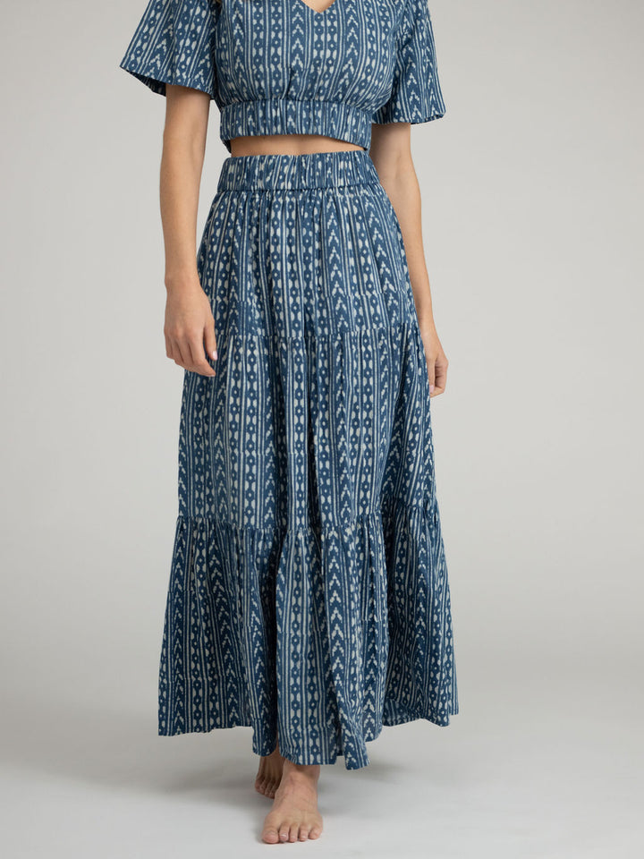 The Abby Skirt | Navy Stripe India Resist