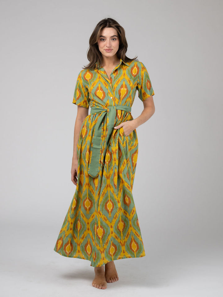 The Elle Maxi Dress | Eco Yellow Ikat