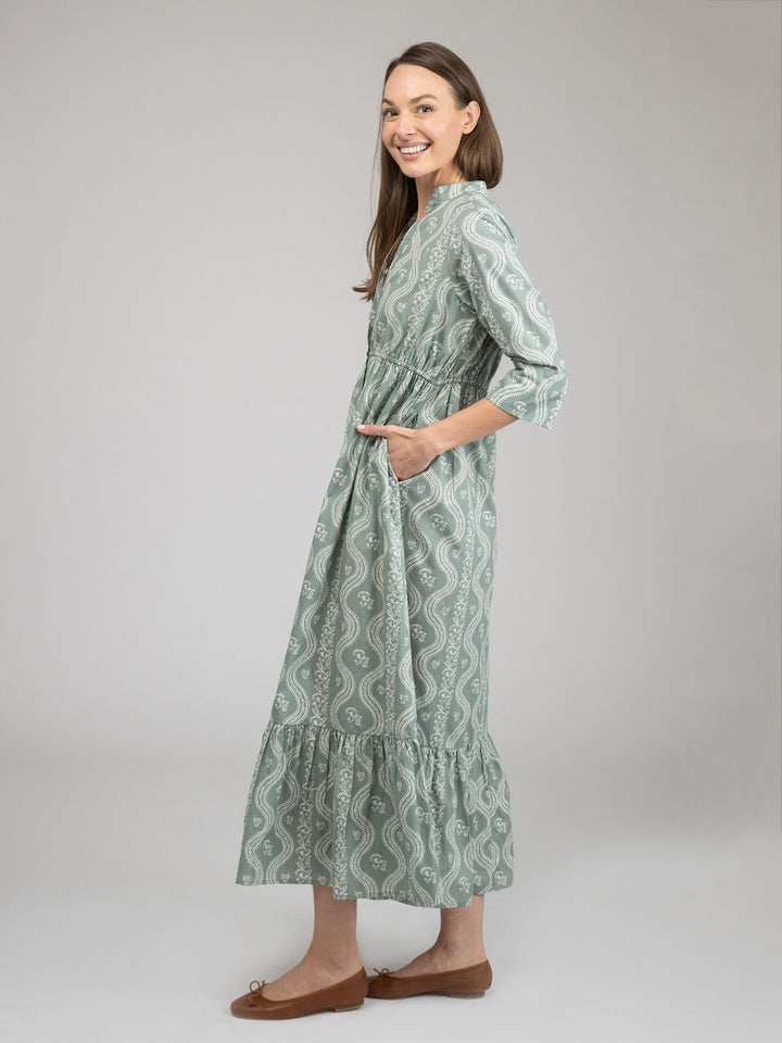 The Christie Dress | Sage Virginia Stripe