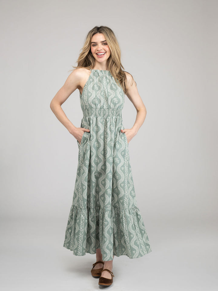 The Jenna Dress | Sage Virginia Stripe