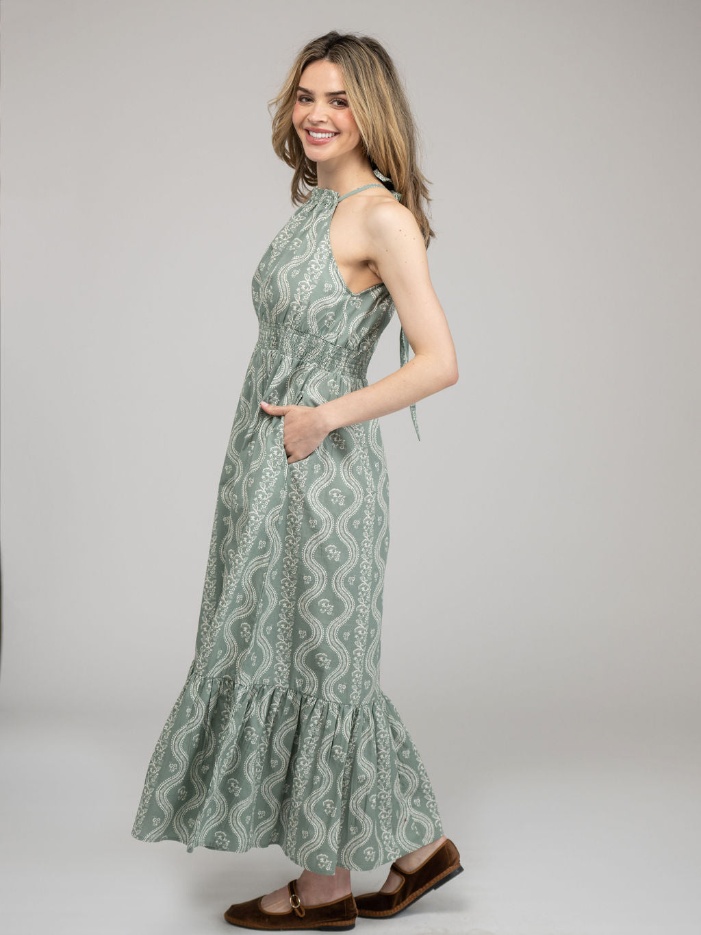 The Jenna Dress | Sage Virginia Stripe