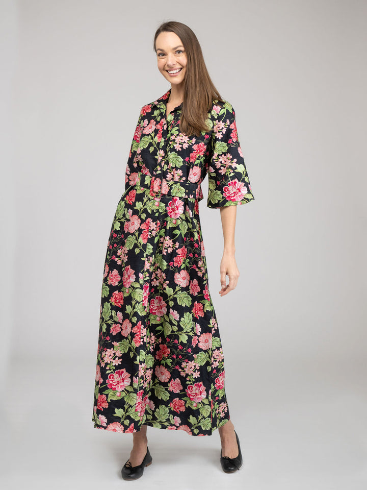 The Mary Jane Dress | Black Fancy Flower