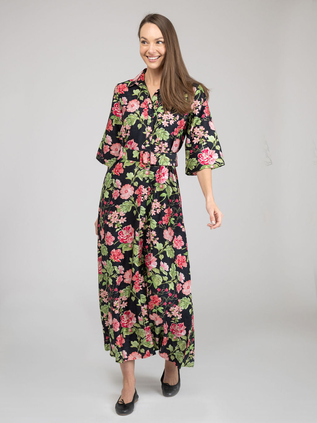 The Mary Jane Dress | Black Fancy Flower