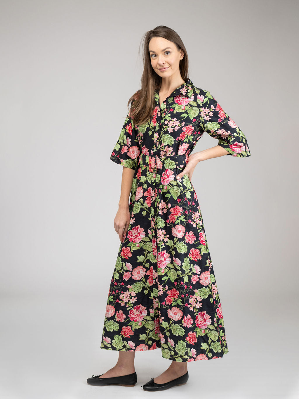 The Mary Jane Dress | Black Fancy Flower