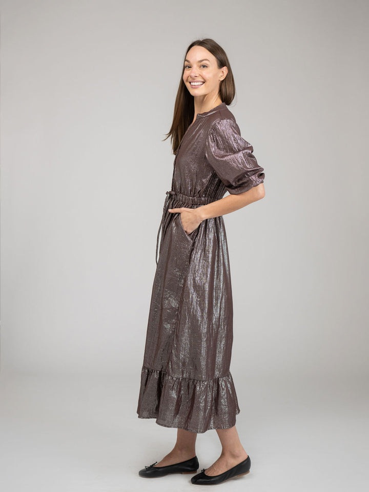 The Lily Midi Dress | Brown Shine