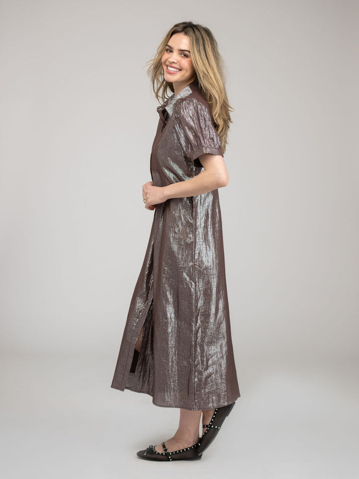 The Kris Dress | Brown Shine