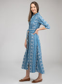 The Eloise Dress | Blue Ikat Stripe