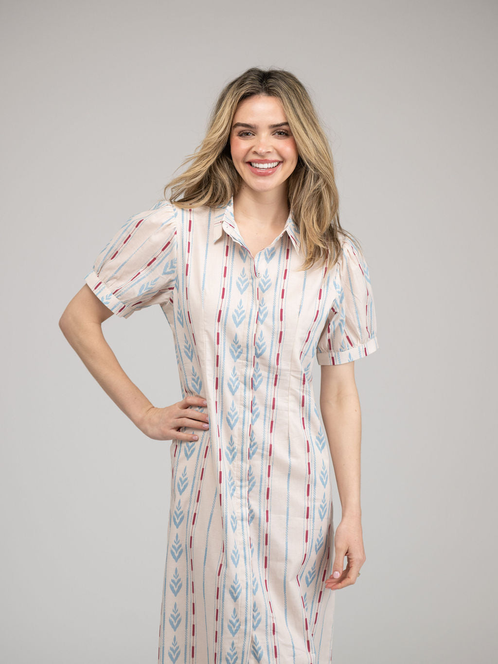 The Kris Dress | Ivory Ikat Stripe