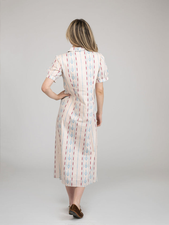 The Kris Dress | Ivory Ikat Stripe