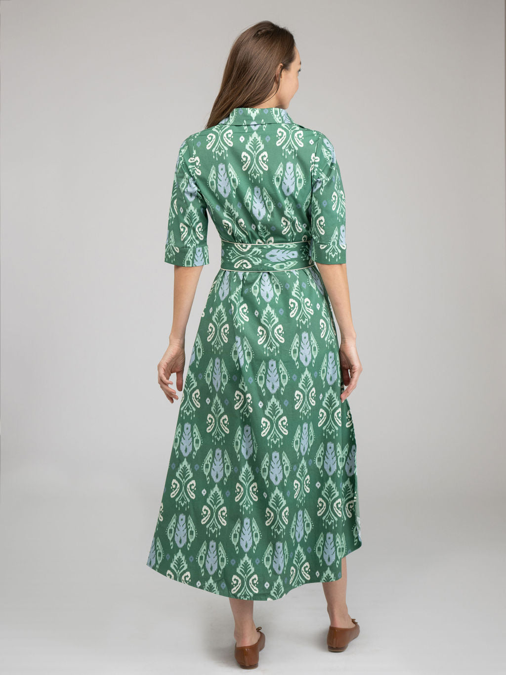 The Eloise Dress | Green Ikat