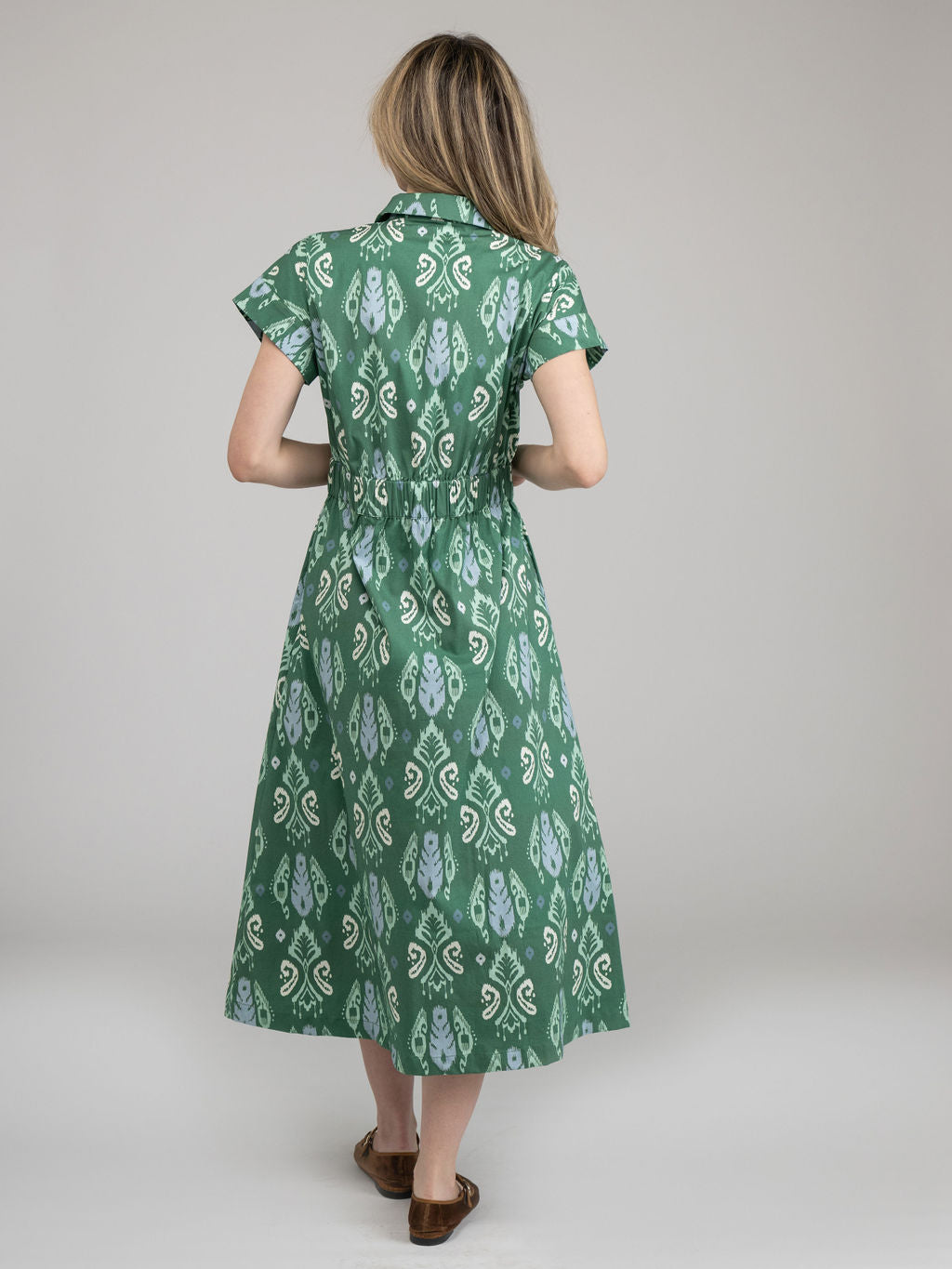 The Lisa Dress | Green Ikat