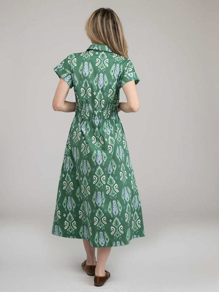 The Lisa Dress | Green Ikat