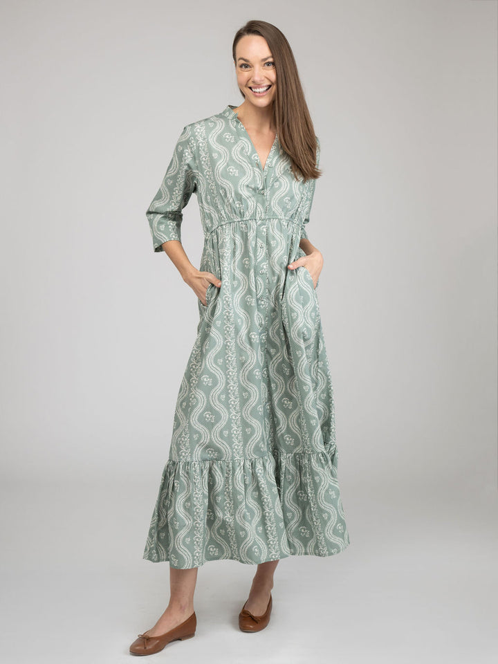 The Christie Dress | Sage Virginia Stripe