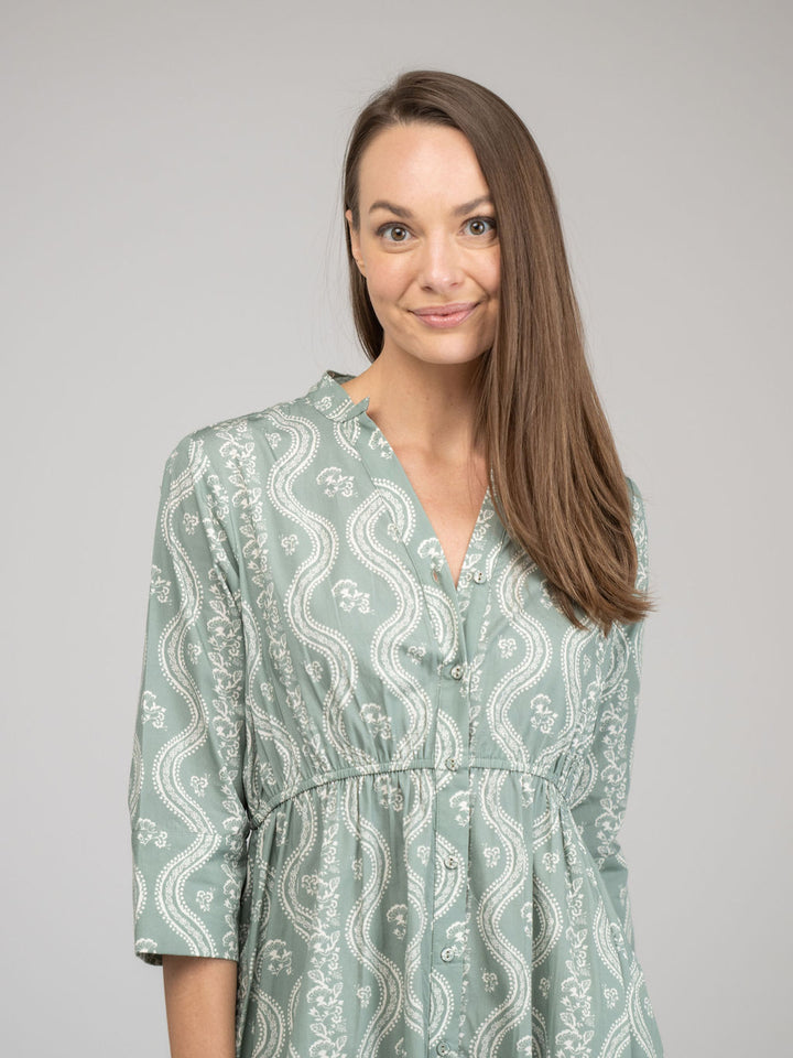 The Christie Dress | Sage Virginia Stripe