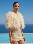 The Obsession Feather Cape in Beige
