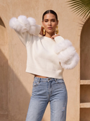 Tiers of Treaty Fur Sweater in White