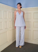 The Harbour Halter Top in Navy Stripe