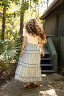 Sasha Maxi Skirt in Daphne Blue Line Blockprint