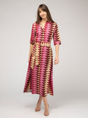 The Eloise Dress | Cranberry Bagru Triangle