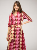 The Eloise Dress | Cranberry Bagru Triangle