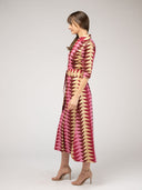 The Eloise Dress | Cranberry Bagru Triangle