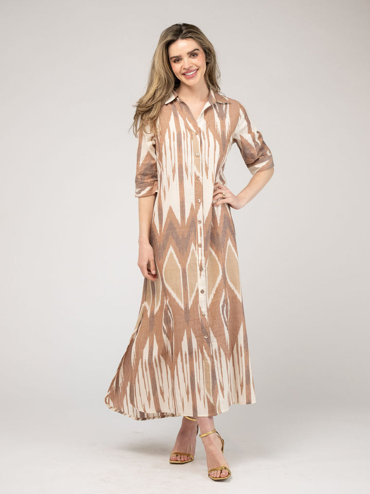 The Eloise Dress | Eco Brown Ikat