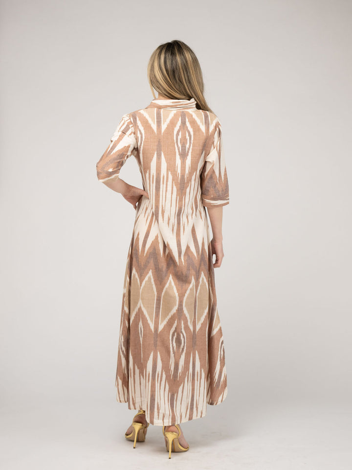 The Eloise Dress | Eco Brown Ikat
