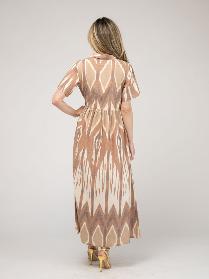 The Elle Maxi Dress | Eco Brown Ikat