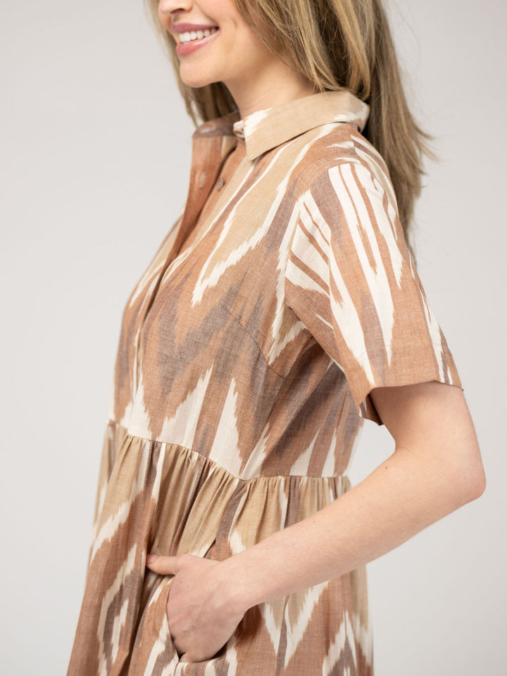 The Elle Maxi Dress | Eco Brown Ikat