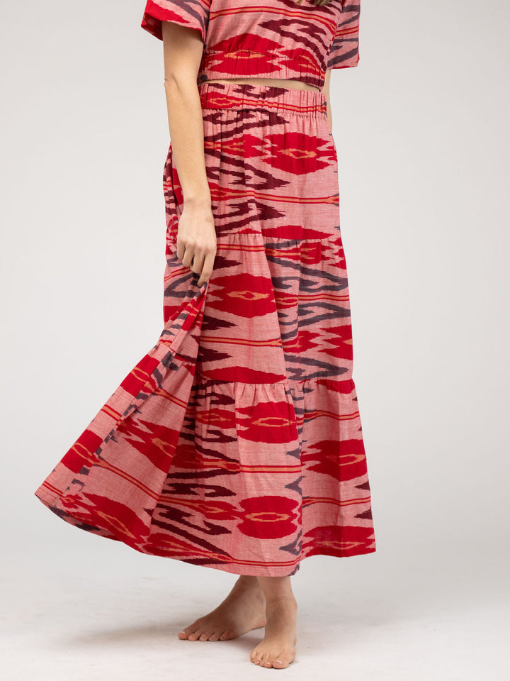 The Abby Skirt | Eco Pink & Red Ikat