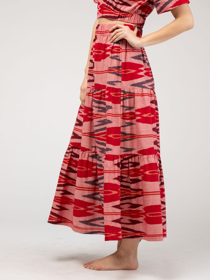 The Abby Skirt | Eco Pink & Red Ikat