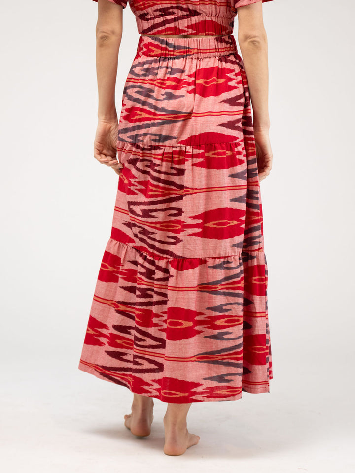 The Abby Skirt | Eco Pink & Red Ikat